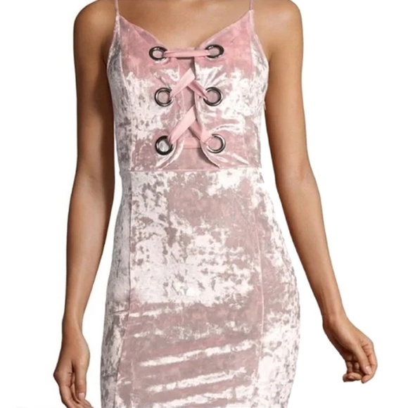 PROJECT RUNWAY Sheath Dress Velvet Grommets Corset Front Bodice Plunge Neck - Picture 3 of 15